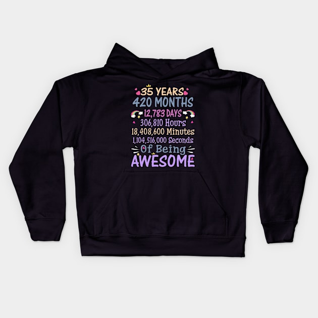 Birthday Gift 35 Years Old Being Awesome Kids Hoodie by CelineTootd